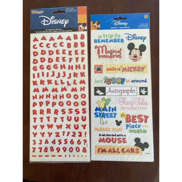 Disney Red Alphabet and Magic Kingdom Phrases Scrapbook Sticker Set - Picture 1 of 4